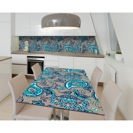 Наклейка 3Д виниловая на стол Zatarga «Бирюзовое полотно» 650х1200 мм для домов, квартир, столов, кофейн, кафе