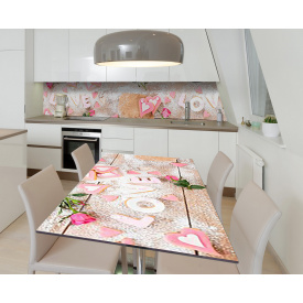 Наклейка 3Д виниловая на стол Zatarga «Сладкая любовь» 650х1200 мм для домов, квартир, столов, кофейн, кафе