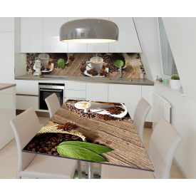 Наклейка 3Д виниловая на стол Zatarga «Пряная бодрость» 600х1200 мм для домов, квартир, столов, кофейн, кафе