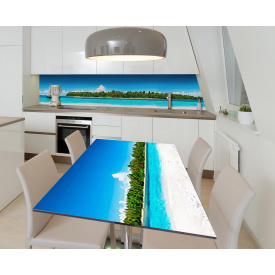 Наклейка 3Д вінілова на стіл Zatarga «Райська лагуна» 650х1200 мм для будинків, квартир, столів, кав'ярень