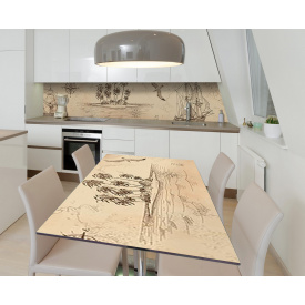 Наклейка 3Д виниловая на стол Zatarga «Первооткрыватели» 650х1200 мм для домов, квартир, столов, кофейн, кафе