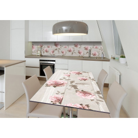Наклейка 3Д виниловая на стол Zatarga «Печальные розы» 600х1200 мм для домов, квартир, столов, кофейн, кафе