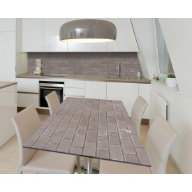 Наклейка 3Д виниловая на стол Zatarga «Серый кирпич» 600х1200 мм для домов, квартир, столов, кофейн, кафе