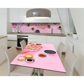 Наклейка 3Д виниловая на стол Zatarga «Счастье сладкоежки» 650х1200 мм для домов, квартир, столов, кофейн,