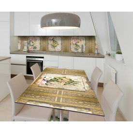 Наклейка 3Д виниловая на стол Zatarga «Поющая в цветах» 650х1200 мм для домов, квартир, столов, кофейн, кафе