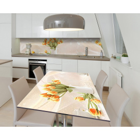 Наклейка 3Д виниловая на стол Zatarga «Оранжевый тюльпан» 600х1200 мм для домов, квартир, столов, кофейн, кафе