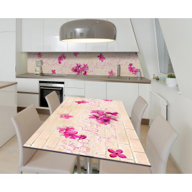 Наклейка 3Д виниловая на стол Zatarga «Розовая сирень» 600х1200 мм для домов, квартир, столов, кофейн, кафе