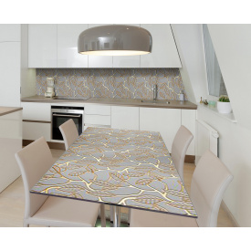 Наклейка 3Д вінілова на стіл Zatarga «Золоте листя» 650х1200 мм для будинків, квартир, столів, кафе
