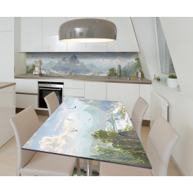 Наклейка 3Д вінілова на стіл Zatarga «Парячі над раєм» 600х1200 мм для будинків, квартир, столів, кав'ярень.