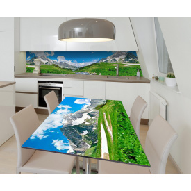 Наклейка 3Д вінілова на стіл Zatarga «Альпійські луки» 600х1200 мм для будинків, квартир, столів, кав'ярень, кафе