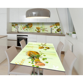 Наклейка 3Д виниловая на стол Zatarga «Масляное золото» 600х1200 мм для домов, квартир, столов, кофейн, кафе