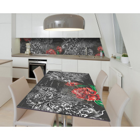 Наклейка 3Д виниловая на стол Zatarga «Чёрно-красный дуэт» 600х1200 мм для домов, квартир, столов, кофейн,