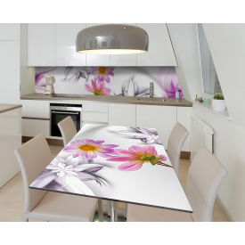 Наклейка 3Д виниловая на стол Zatarga «Лиловое дыхание» 600х1200 мм для домов, квартир, столов, кофейн, кафе