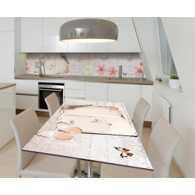 Наклейка 3Д виниловая на стол Zatarga «Порхающие мысли» 650х1200 мм для домов, квартир, столов, кофейн, кафе
