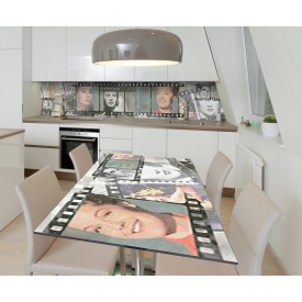 Наклейка 3Д виниловая на стол Zatarga «Старое кино» 600х1200 мм для домов, квартир, столов, кофейн, кафе