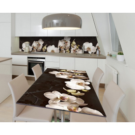 Наклейка 3Д вінілова на стіл Zatarga «Царство білої орхідеї» 650х1200 мм для будинків, квартир, столів, кав'ярень,