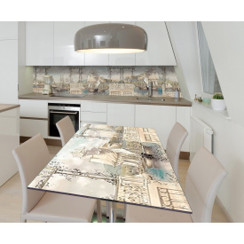 Наклейка 3Д виниловая на стол Zatarga «Корабельные мачты» 600х1200 мм для домов, квартир, столов, кофейн, кафе