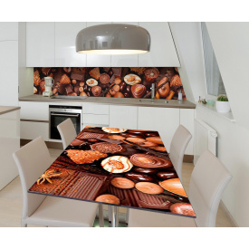 Наклейка 3Д виниловая на стол Zatarga «Ассорти шоколада» 600х1200 мм для домов, квартир, столов, кофейн, кафе