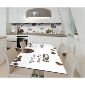 Наклейка 3Д вінілова на стіл Zatarga «Кавові мотиви» 600х1200 мм для будинків, квартир, столів, кав'ярень.