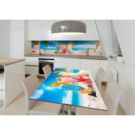 Наклейка 3Д виниловая на стол Zatarga «Коктейли на пляже» 600х1200 мм (Z182512st)