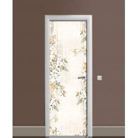 Наклейка на двері Zatarga «Квіткова рамка» 650х2000 мм вінілова 3Д наклейка декор самоклеюча