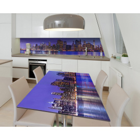 Наклейка 3Д виниловая на стол Zatarga «Сияние ночных огней» 600х1200 мм для домов, квартир, столов, кофейн,