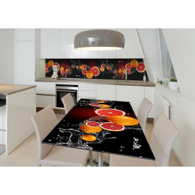 Наклейка 3Д виниловая на стол Zatarga «Грейпфрутовые брызги» 600х1200 мм для домов, квартир, столов, кофейн,
