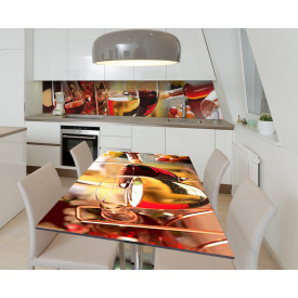 Наклейка 3Д виниловая на стол Zatarga «Выдержанное вино» 650х1200 мм для домов, квартир, столов, кофейн, кафе