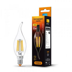 Лампа Filament Videx VL-C37Ft-06144 6 Вт E14 4100 K Прозора (25796)