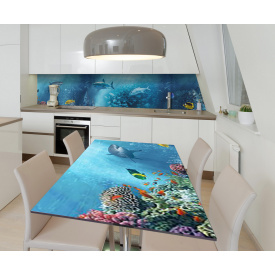 Наклейка 3Д виниловая на стол Zatarga «Подводный альянс» 600х1200 мм для домов, квартир, столов, кофейн, кафе