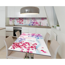 Наклейка 3Д вінілова на стіл Zatarga «Пелюстки та лід» 650х1200 мм для будинків, квартир, столів, кав'ярень, кафе