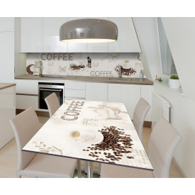 Наклейка 3Д виниловая на стол Zatarga «Кофейная радость» 650х1200 мм для домов, квартир, столов, кофейн, кафе