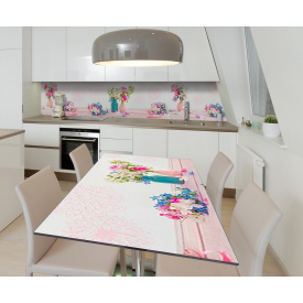 Наклейка 3Д виниловая на стол Zatarga «Букеты нежности» 600х1200 мм для домов, квартир, столов, кофейн, кафе
