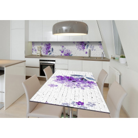Наклейка 3Д виниловая на стол Zatarga «Сиреневое граффити» 600х1200 мм для домов, квартир, столов, кофейн,