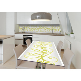 Наклейка 3Д виниловая на стол Zatarga «Салатовые ветви» 600х1200 мм для домов, квартир, столов, кофейн, кафе