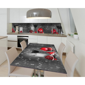 Наклейка 3Д вінілова на стіл Zatarga «Гранатове намисто» 600х1200 мм для будинків, квартир, столів, кав'ярень,