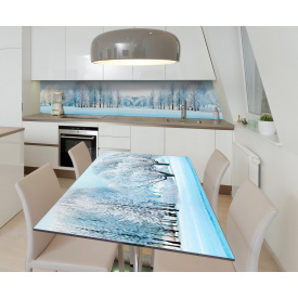 Наклейка 3Д виниловая на стол Zatarga «Иней на деревьях» 650х1200 мм для домов, квартир, столов, кофейн, кафе