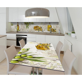 Наклейка 3Д вінілова на стіл Zatarga «Оливкові мотиви» 650х1200 мм для будинків, квартир, столів, кав'ярень