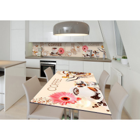 Наклейка 3Д виниловая на стол Zatarga «Отпечаток кофе» 650х1200 мм для домов, квартир, столов, кофейн, кафе