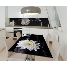 Наклейка 3Д вінілова на стіл Zatarga «Контрастний жоржин» 650х1200 мм для будинків, квартир, столів, кав'ярень,
