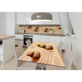 Наклейка 3Д вінілова на стіл Zatarga «Пісочні хвилі» 650х1200 мм для будинків, квартир, столів, кав'ярень.