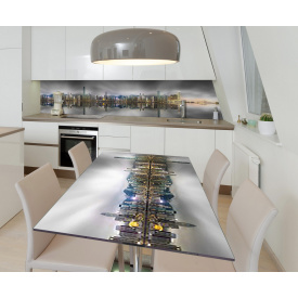 Наклейка 3Д вінілова на стіл Zatarga «Примарні хмарочоси» 650х1200 мм для будинків, квартир, столів, кав'ярень,