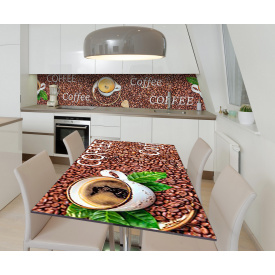 Наклейка 3Д вінілова на стіл Zatarga «Обсмажування Арабіки» 600х1200 мм для будинків, квартир, столів, кав'ярень, кафе