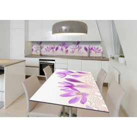 Наклейка 3Д виниловая на стол Zatarga «Горные эдельвейсы» 650х1200 мм для домов, квартир, столов, кофейн, кафе