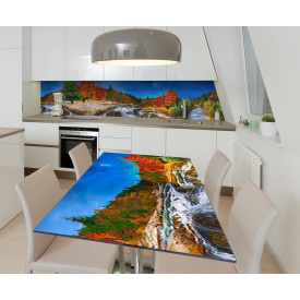 Наклейка 3Д виниловая на стол Zatarga «Горные потоки» 650х1200 мм для домов, квартир, столов, кофейн, кафе
