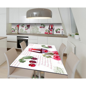 Наклейка 3Д виниловая на стол Zatarga «Вишнёвый компот» 600х1200 мм для домов, квартир, столов, кофейн, кафе