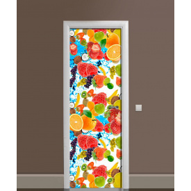 Наклейка на дверь Zatarga «Фруктово-радужный взрыв» 650х2000 мм виниловая 3Д наклейка декор самоклеящаяся