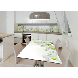 Наклейка 3Д виниловая на стол Zatarga «Цветочный полувенок» 650х1200 мм для домов, квартир, столов, кофейн