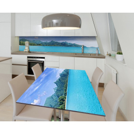 Наклейка 3Д вінілова на стіл Zatarga «Райський куточок» 650х1200 мм для будинків, квартир, столів, кав'ярень.