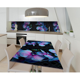 Наклейка 3Д вінілова на стіл Zatarga «Ніч блакитної орхідеї» 650х1200 мм для будинків, квартир, столів, кав'ярень